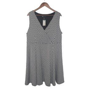 Lane Bryant Womens Polka Dot Sleeveless Dress Size 20 Black White Office Retro